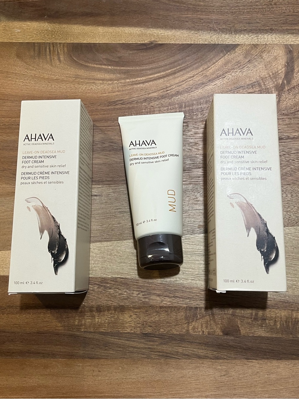 AHAVA Dermud Intensive Foot Cream - leave on dead sea mud 3.4 Fl. Oz  2 PACK